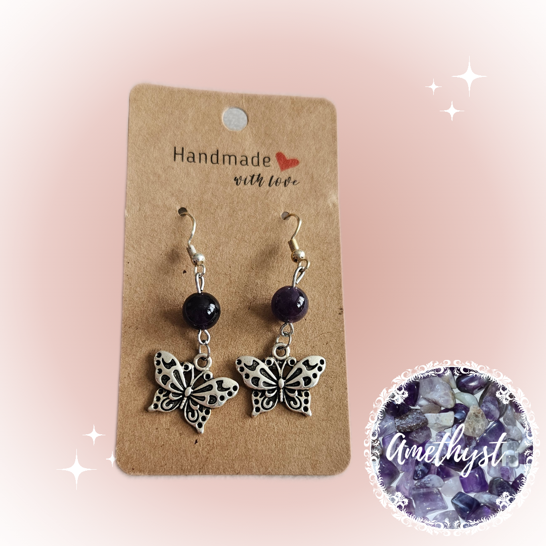 Gemstone And Silver Charm Earrings Collection