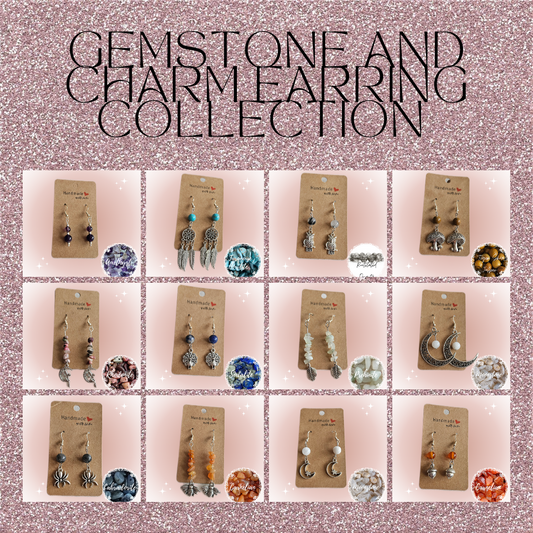 Gemstone And Silver Charm Earrings Collection