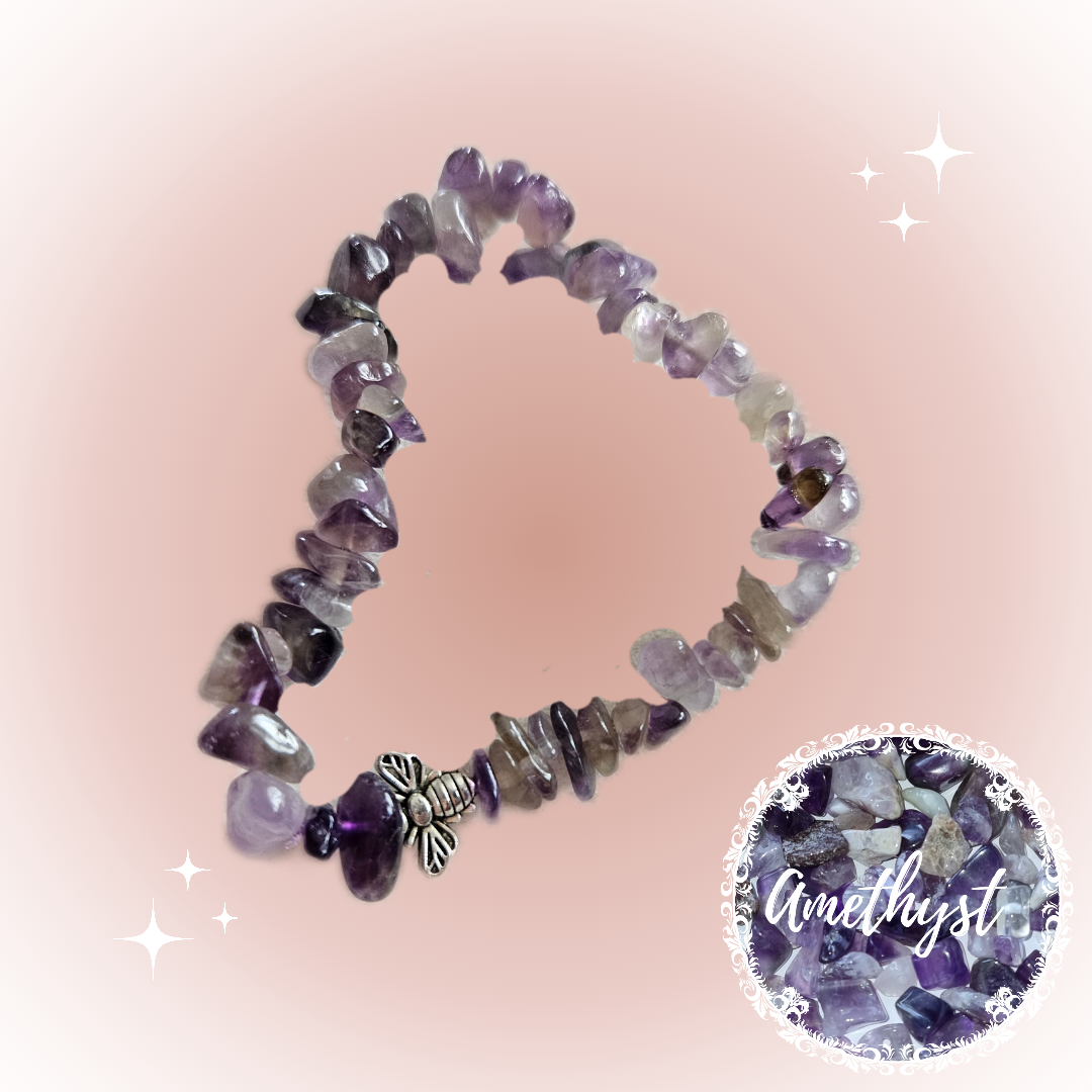 Gemstone Chip Bracelets with silver charm