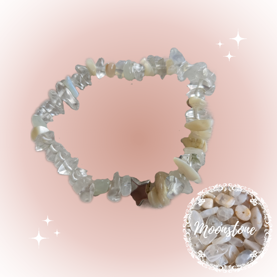 Gemstone Chip Bracelets with silver charm