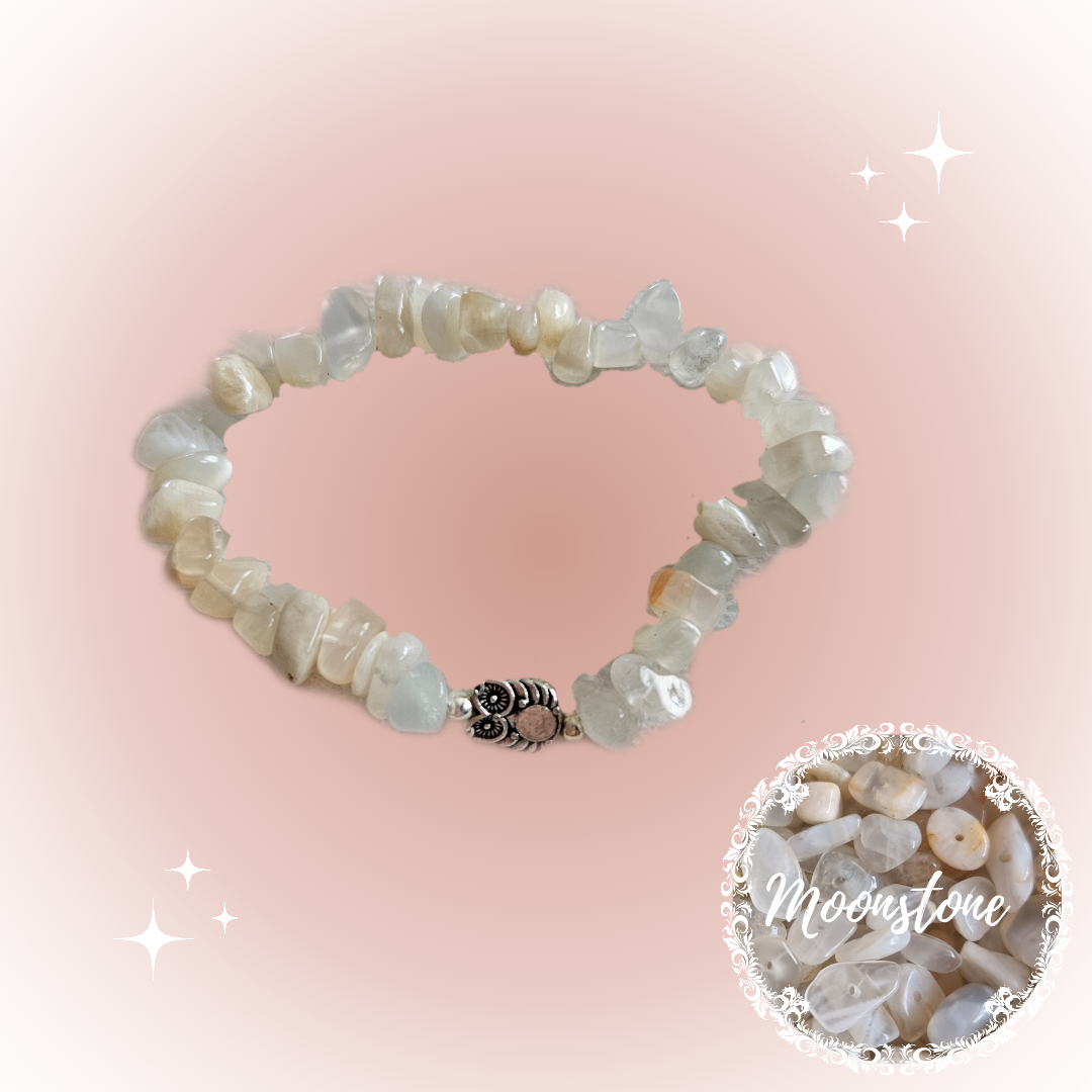 Gemstone Chip Bracelets with silver charm