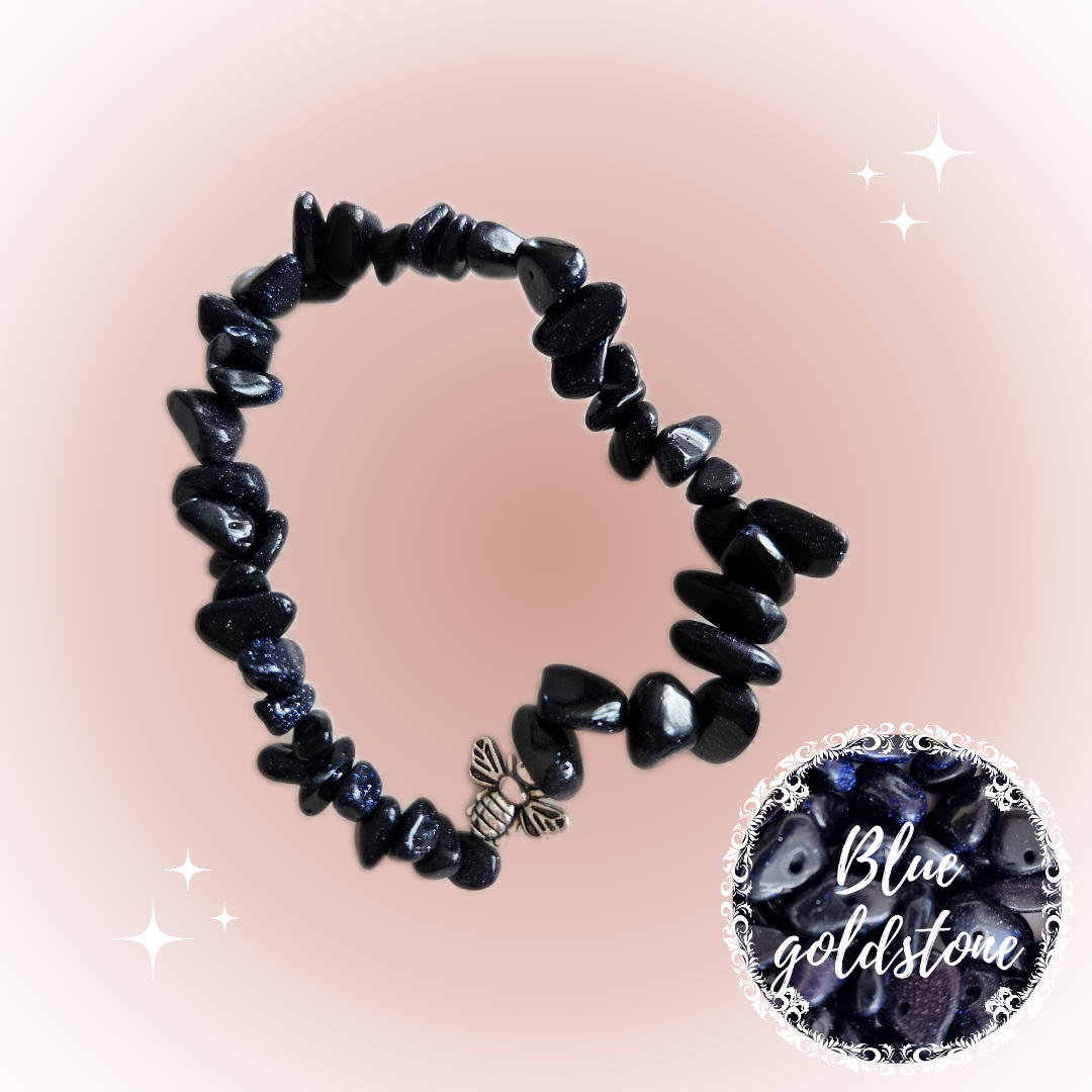 Gemstone Chip Bracelets with silver charm