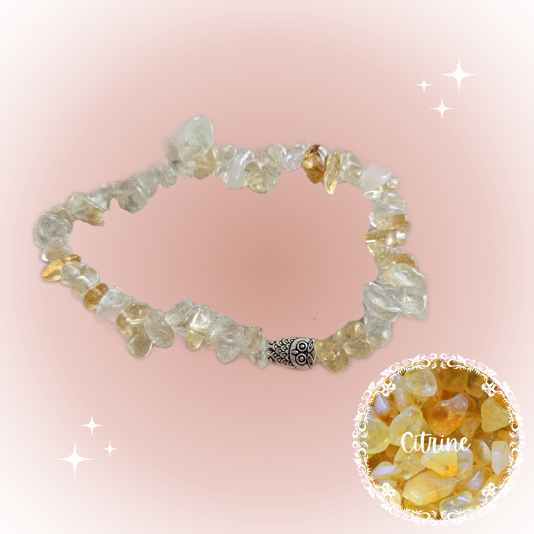 Gemstone Chip Bracelets with silver charm