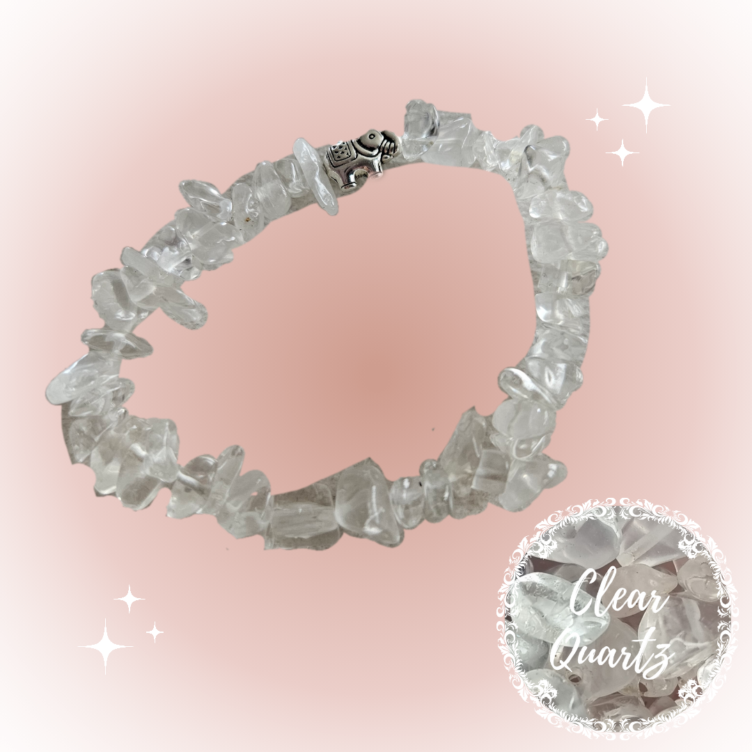 Gemstone Chip Bracelets with silver charm