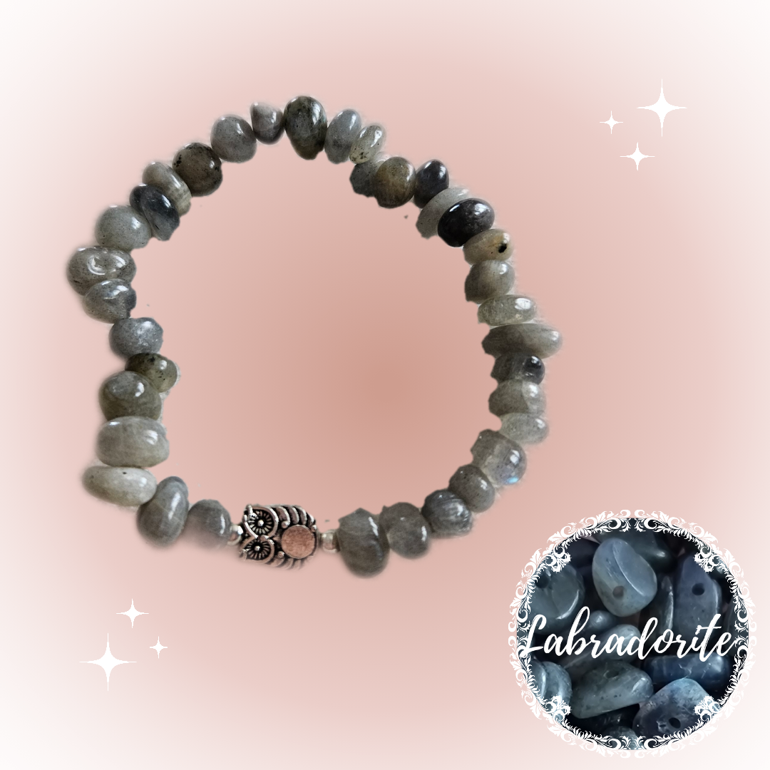 Gemstone Chip Bracelets with silver charm