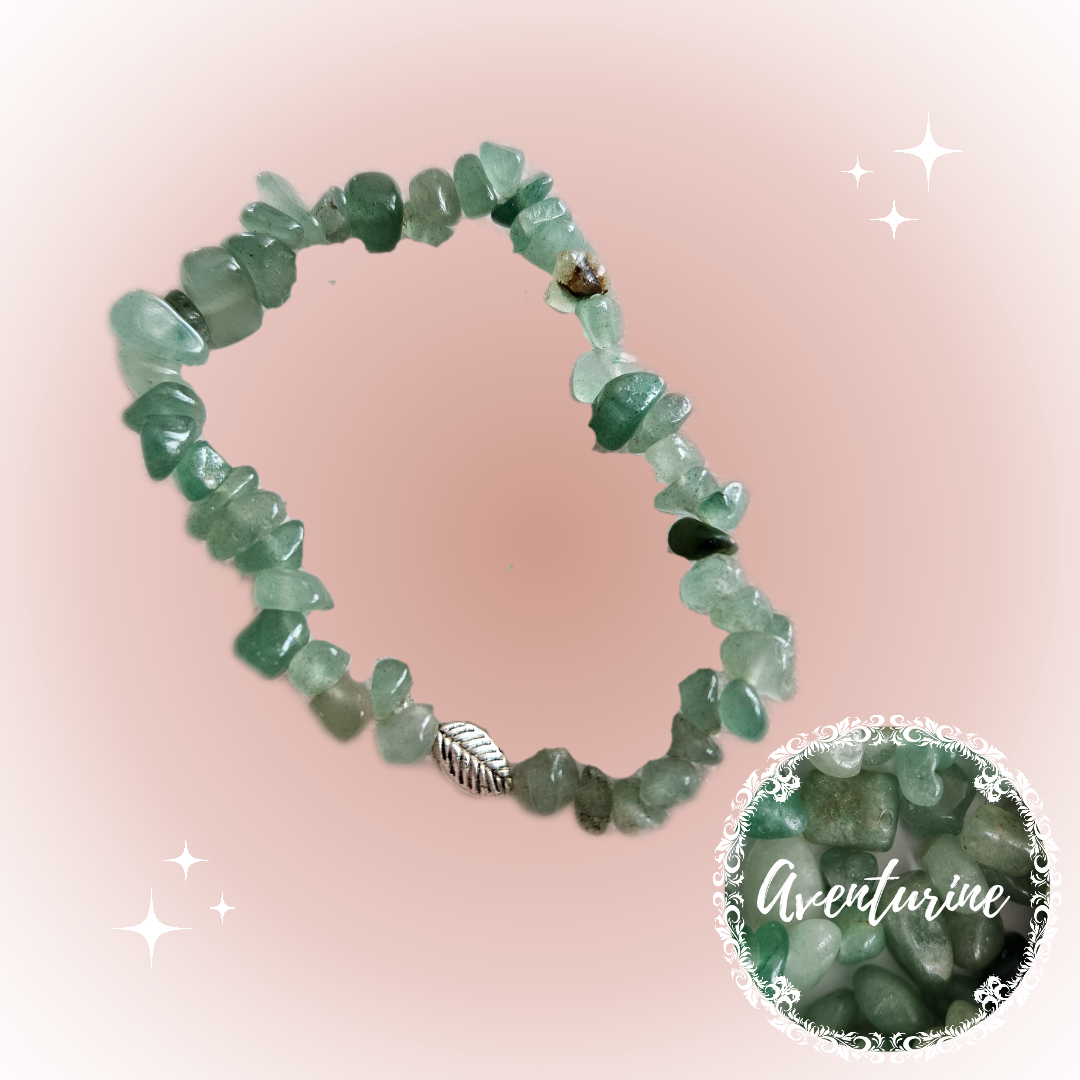 Gemstone Chip Bracelets with silver charm