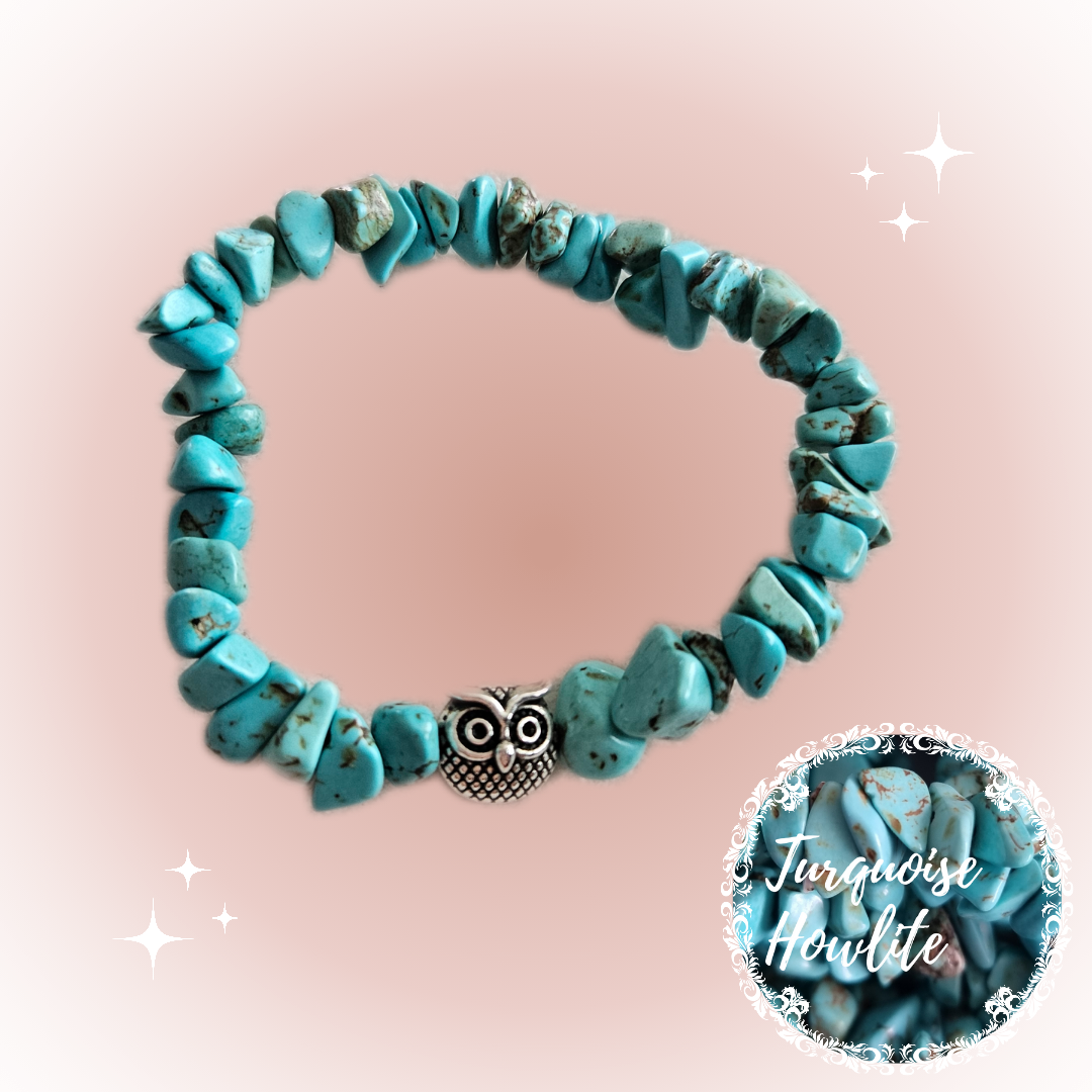 Gemstone Chip Bracelets with silver charm