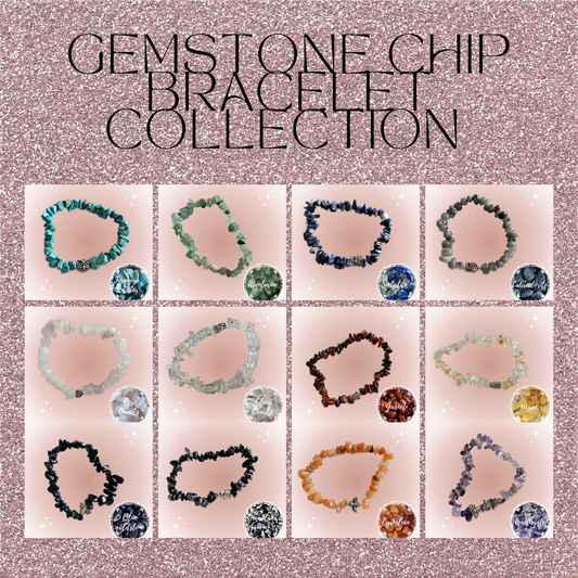 Gemstone Chip Bracelets with silver charm