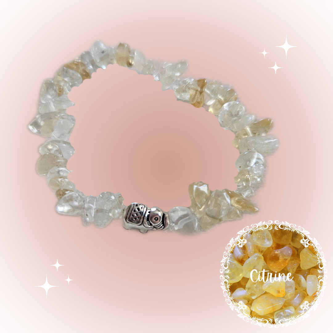 Gemstone Chip Bracelets with silver charm